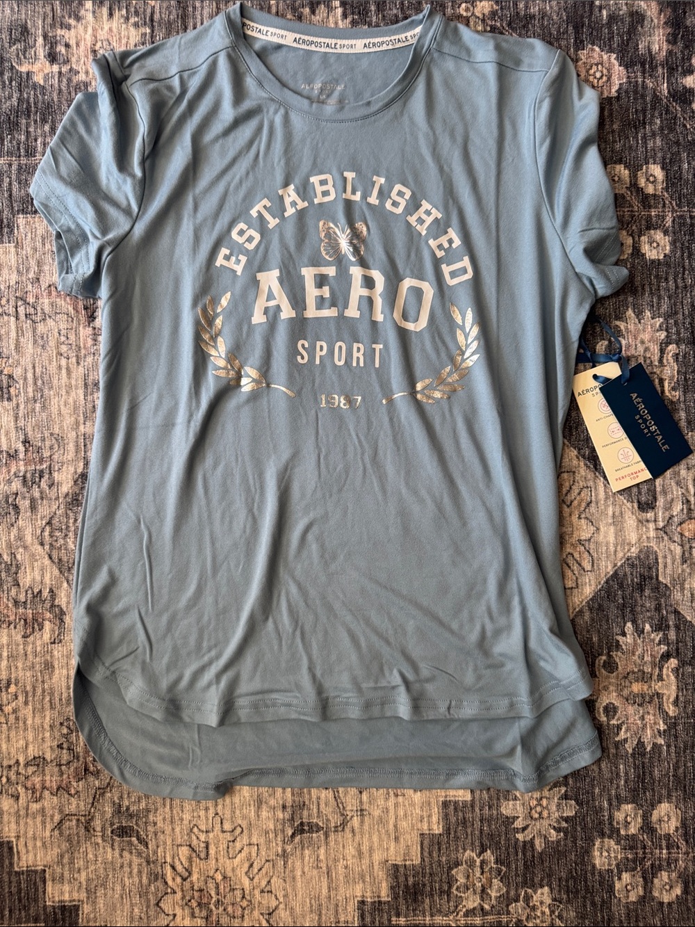 Aeropostale Light Blue AERO Sport Graphic Tee